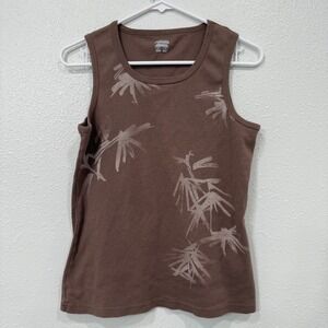 Columbia Sportswear Company Womens Tank Top XL Bamboo Leaf Print Brown